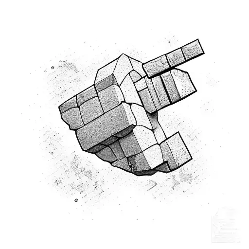 A 3D hammer breaking through a brick wall tattoo design idea