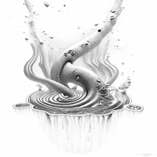 A funnel pouring out a 3D illusion of colorful liquid tattoo design idea