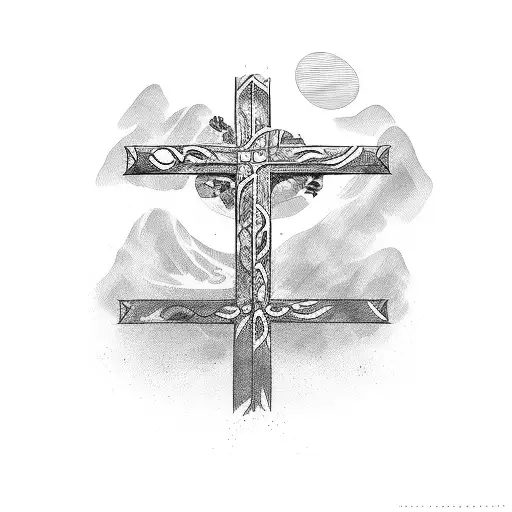cross with bible verse tattoo design idea