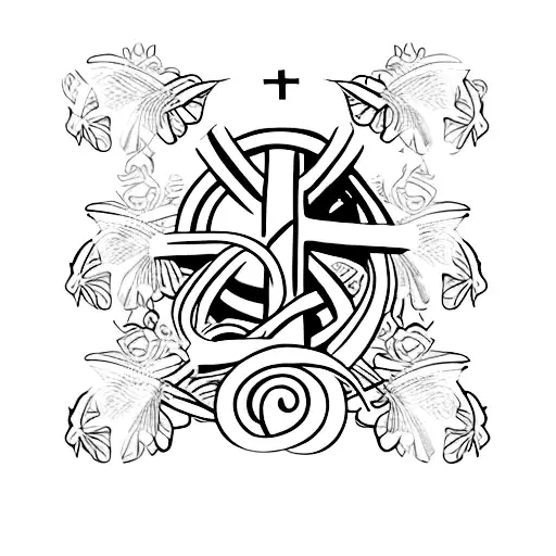 cross with bible verse tattoo design idea