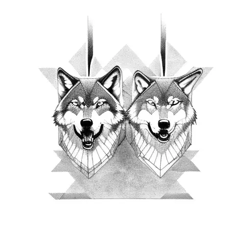 two wolves one on each side of stairs with the reaper walking up the stairs  tattoo design idea