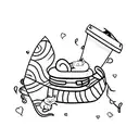 A sleeping cat curled up on a stack of suitcases, symbolizing your love for naps and travel tattoo design idea