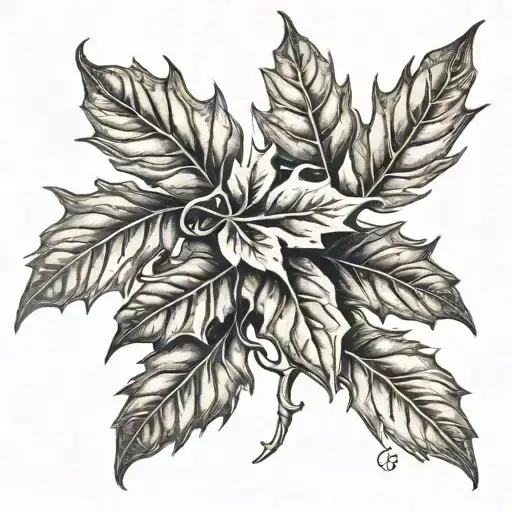 alpha omega around a pin oak leaf tattoo design idea