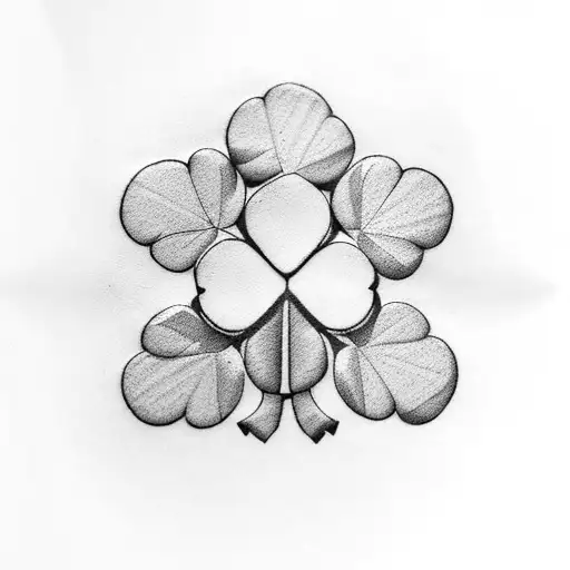 Four leaf clover and evergreen tree tattoo design idea