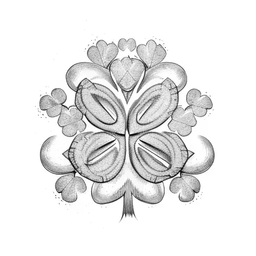 Four leaf clover and evergreen tree tattoo design idea