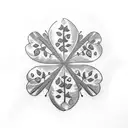 Four leaf clover and evergreen tree tattoo design idea