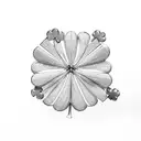 Four leaf clover and evergreen tree tattoo design idea