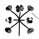 Four leaf clover and evergreen tree tattoo design idea