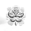 Four leaf clover and evergreen tree tattoo design idea