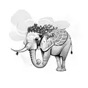 A graceful elephant with a floral crown, symbolizing motherhood tattoo design idea