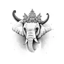 A graceful elephant with a floral crown, symbolizing motherhood tattoo design idea