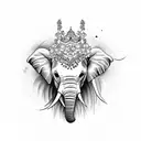 A graceful elephant with a floral crown, symbolizing motherhood tattoo design idea