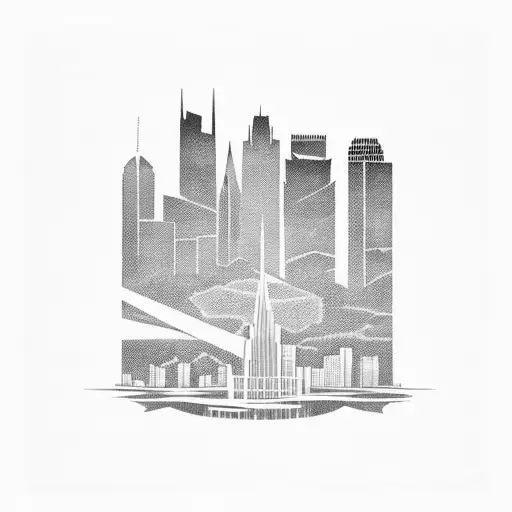 detroit skyline tattoo design idea