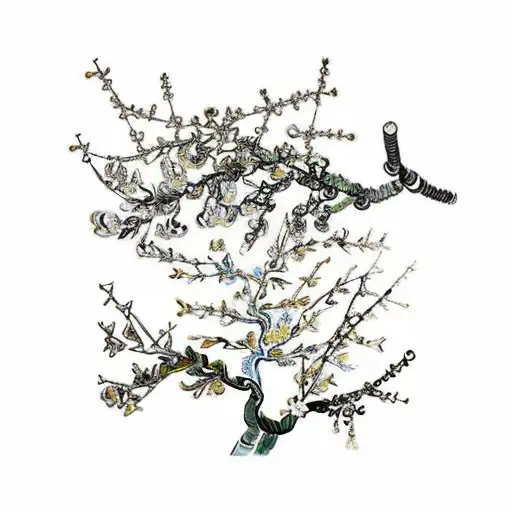 almond blossoms branch van gogh tattoo design idea