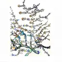 almond blossoms branch van gogh tattoo design idea