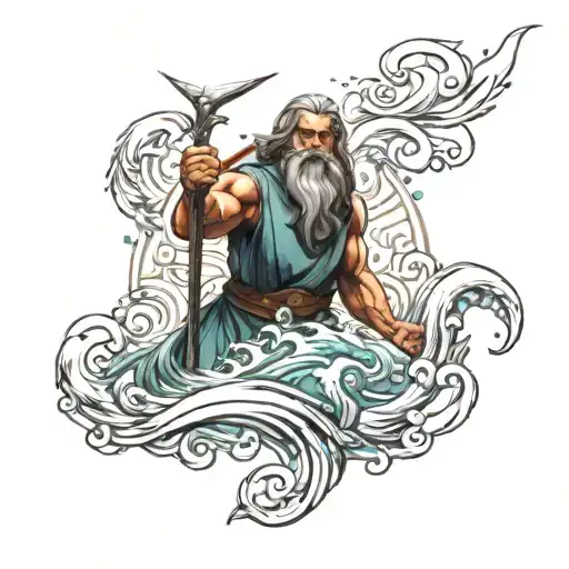 Generate a tattoo for the name Arthur, perhaps something related to Poseidon on a small forearm tattoo design idea
