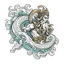 Generate a tattoo related to Poseidon or Neptune on a small forearm or something in the Japanese style tattoo design idea