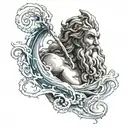 Generate a tattoo related to Poseidon or Neptune on a small forearm or something in the Japanese style tattoo design idea