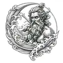 Generate a tattoo related to Poseidon or Neptune on a small forearm or something in the Japanese style tattoo design idea