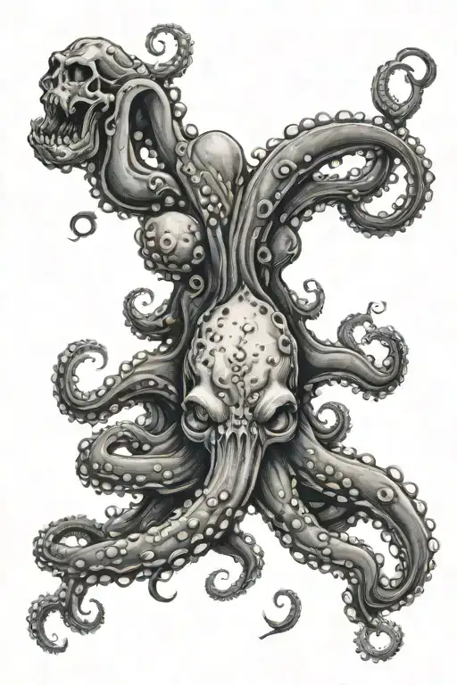 octopus with zombies coming tattoo design idea