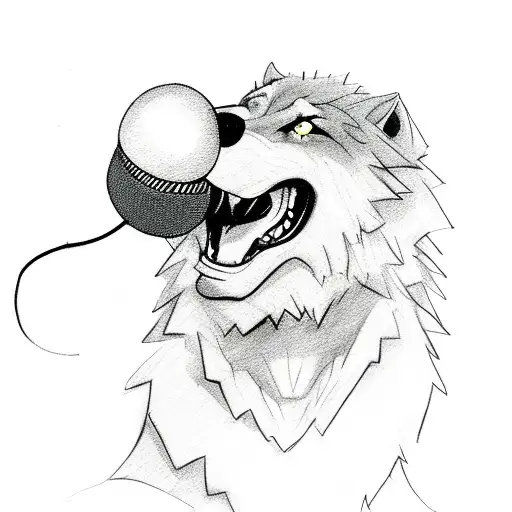 werewolf singing with classic microphone roses and spikes moon tattoo design idea