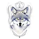 wolf singing with classic microphone roses and spikes moon tattoo design idea