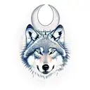 wolf singing with classic microphone roses and spikes moon tattoo design idea