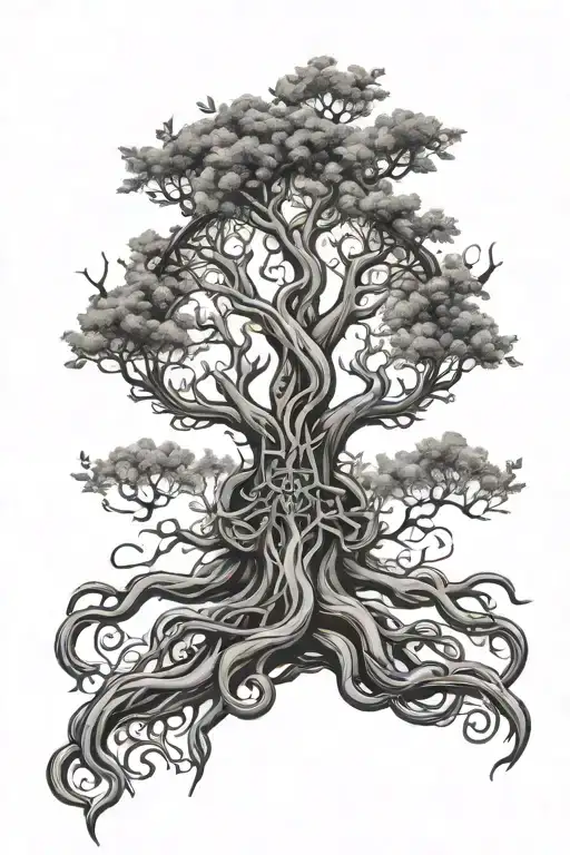 Tree of life intertwined with poison tree made tattoo design idea