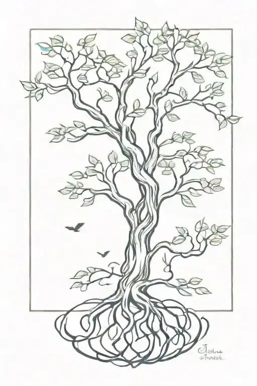 Tree of life intertwined with poison tree tattoo design idea
