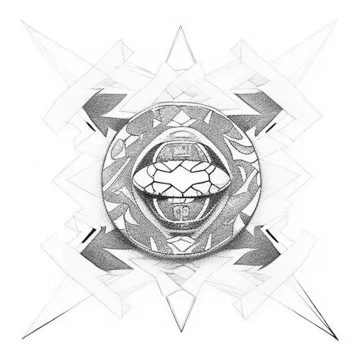 A geometric design incorporating elements of rugby, cumbia, CrossFit, and animals, with a touch of sensuality tattoo design idea