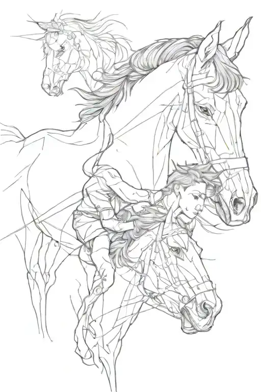 boy and horse head tattoo design idea