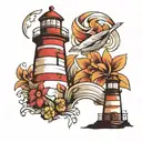 colorful lighthouse tattoo design idea