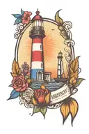colorful lighthouse tattoo design idea