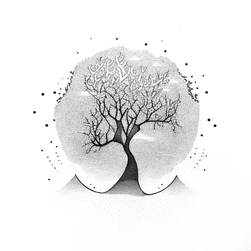 tree wave and the letters E A Y S Y tattoo design idea