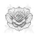 athenea godess,  greek columns and botanic tattoo design idea