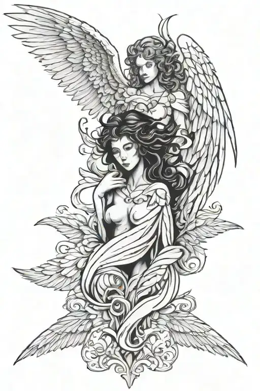 angel and devil wings tattoo design idea