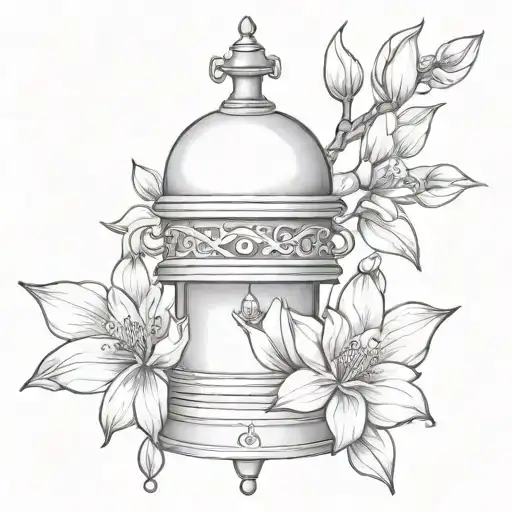 magnolia flower and an ornate bell tattoo design idea