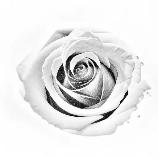 Black rose,two petals falling,black stalk tattoo design idea
