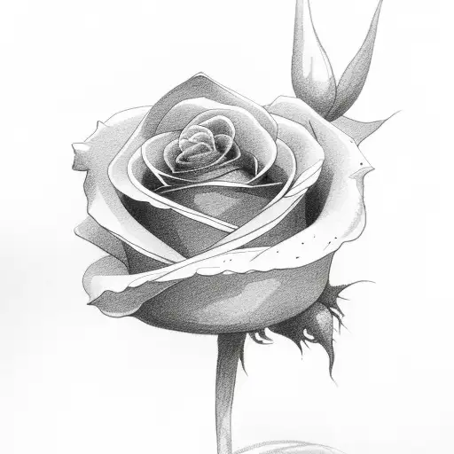 Black rose,two petals falling,black stalk,small tattoo design idea