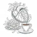 A human heart in its natural form drinks a glass of wine and on the other hand a human brain in its natural form drinks a cup of coffee tattoo design idea
