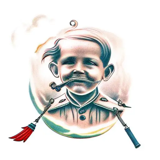 Old seaman telling a young boy stories tattoo design idea