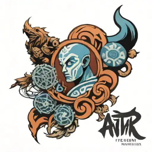 avatar the last air bender nations symbols sleeve  tattoo design idea