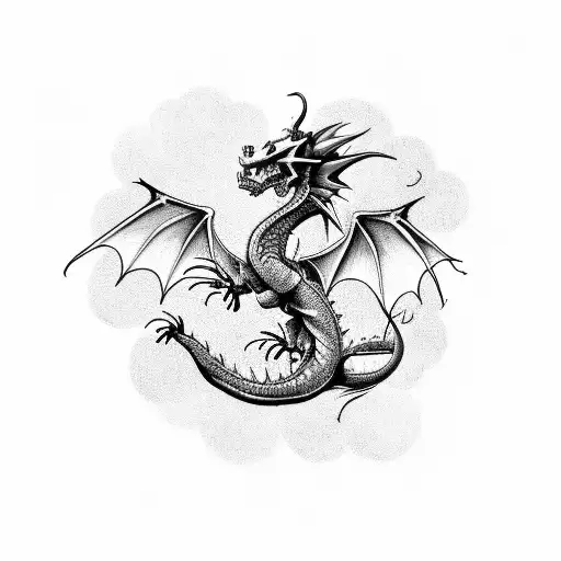 Design a tattoo of a dragon inspired by Dragonite, with pixelated video game elements integrated into the design tattoo design idea