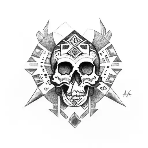 aztec skull tattoo design idea