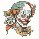 Art the clown and flowers  tattoo design idea