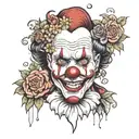 Art the clown and flowers  tattoo design idea