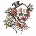 Art the clown and flowers  tattoo design idea