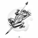 frog with sword tattoo design idea