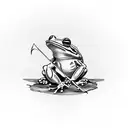 frog with sword tattoo design idea
