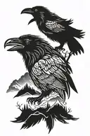 Raven Wolf silhouette tattoo design idea